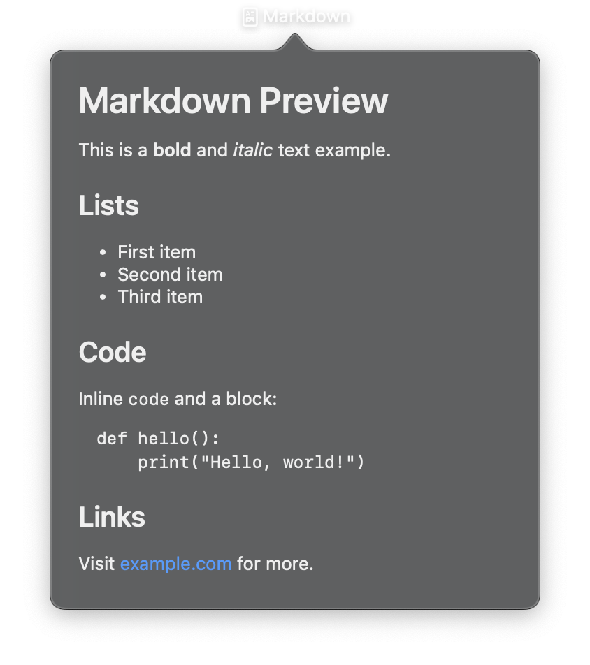 Markdown control