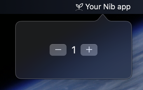 A Nib counter app running in the macOS menu bar